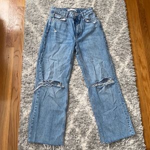 Zara Ripped Wide Leg Jeans